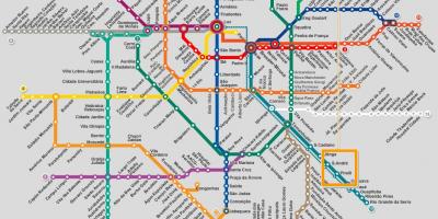 Mapa de São Paulo de la red de metro
