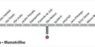 Mapa de São Paulo monorriel - Línea 15 - Plata