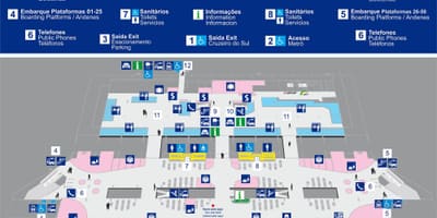 Mapa de la terminal de autobuses de Tietê